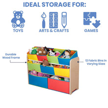 Load image into Gallery viewer, Delta Children Deluxe 9-Bin Toy Storage Organizer, Natural/Primary
