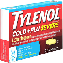Load image into Gallery viewer, Tylenol Cold + Flu Severe Medicine Caplets for Cold, Flu, Fever, Cough &amp; Congestion Relief, 24 ct
