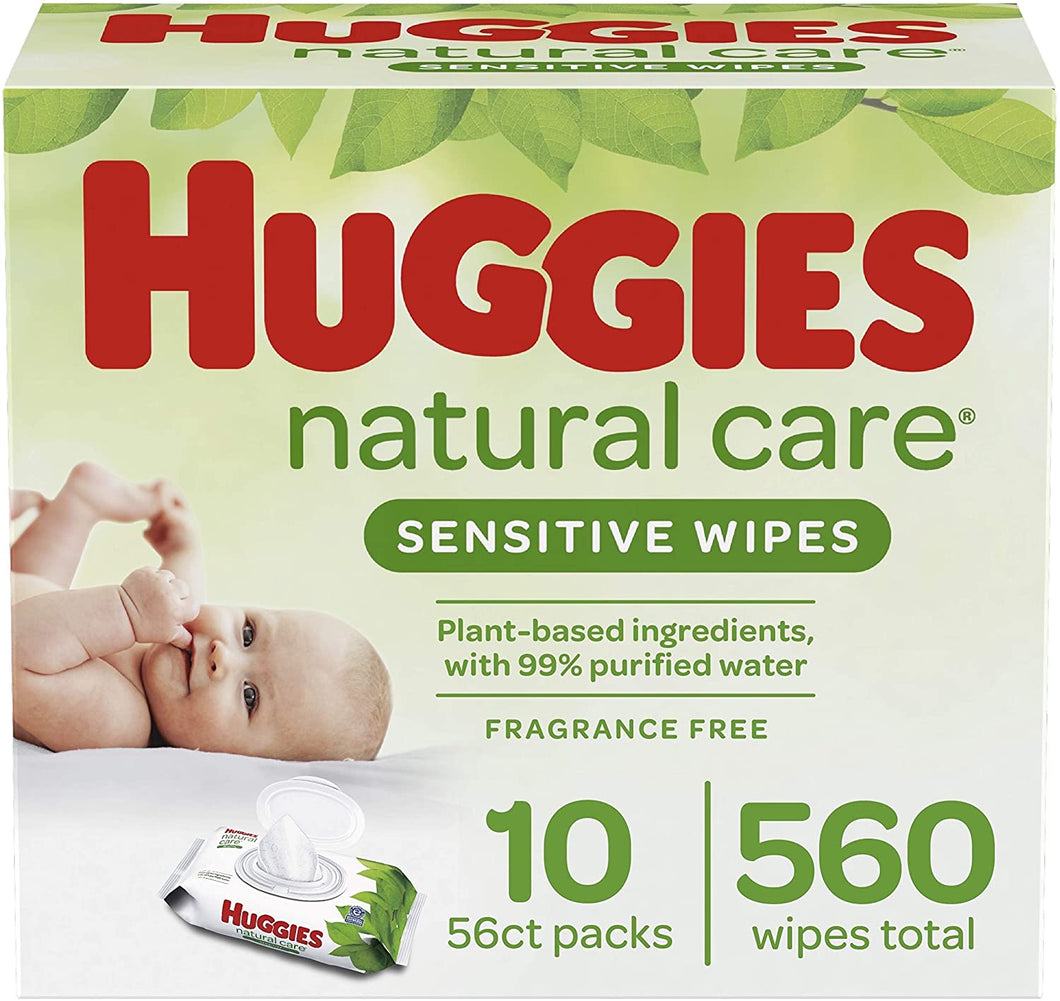 Huggies Natural Care Sensitive Baby Wipes, Unscented, 3 Refill Packs (624 Wipes Total)