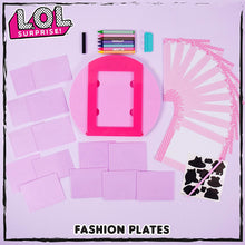 Load image into Gallery viewer, L.O.L. Surprise! Fashion Plates by Horizon Group USA,DIY Fashion Design Activity Kit, Make Over 100 Designs, 14 Fashion Plates, 20 Sheets of Paper, 1 Scratch Art Sheet, 7 Crayons Included