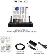 Load image into Gallery viewer, Epson WorkForce ES-200 Color Portable Document Scanner with ADF for PC and Mac, Sheet-fed and Duplex Scanning