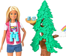 Load image into Gallery viewer, Barbie Wilderness Guide Interactive Playset with Blonde Doll (12-in), Outdoor Tree, Bridge, Overhead Rainbow, 10 Animals &amp; More, Great Gift for Ages 3 Years Old &amp; Up