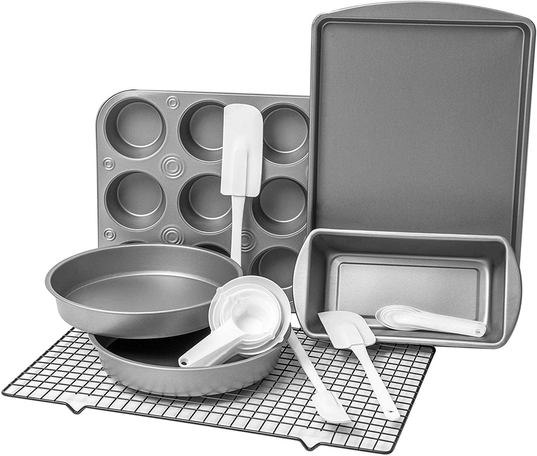 BakerEze 20 Piece Bakeware Set with Cooling Rack and Essential Baking Accessories