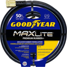 Load image into Gallery viewer, Swan Products CGYSGC58050 Goodyear MAXLite Premium Rubber+ Water Hose with Crush Proof Couplings 50' x 5/8", Black