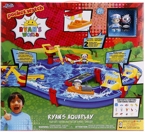 Jada Toys AquaPlay Ryan's World Water Playset, Indoor and Outdoor Water Toy, Red and Blue Water Table, 2 Characters, 2 Boats Included