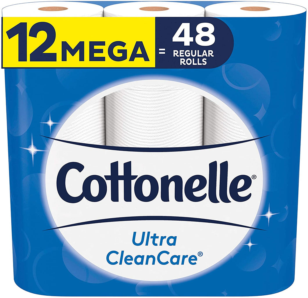 Cottonelle Ultra CleanCare Toilet Paper, 12 Mega Rolls, Strong Bath Tissue (12 Mega Rolls = 48 Regular Rolls)