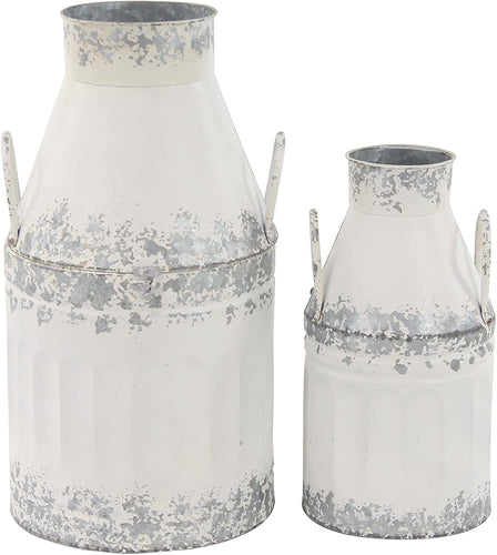 Deco 79 98478 Decorative Milk Can, White