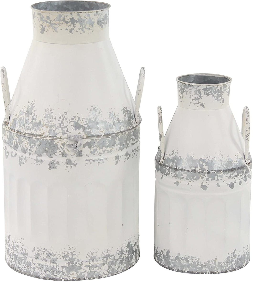 Deco 79 98478 Decorative Milk Can, White