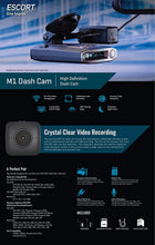 Load image into Gallery viewer, Escort M1 Dash Camera - 1080p Full HD Video Dash Cam, Loop Recording, G-Sensor, 16GB Micro SD Card Included, iPhone and Android Compatible