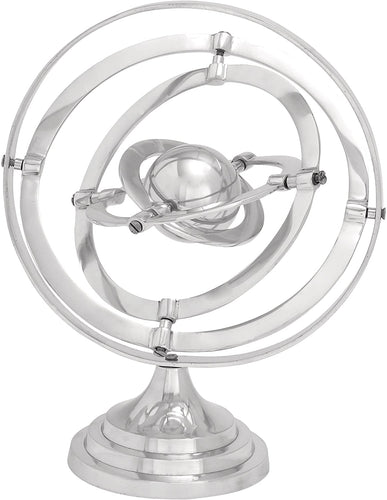 Deco 79 28336 Aluminum Armillary with 12-Inch Nautical Maritime Decor, 15-Inch