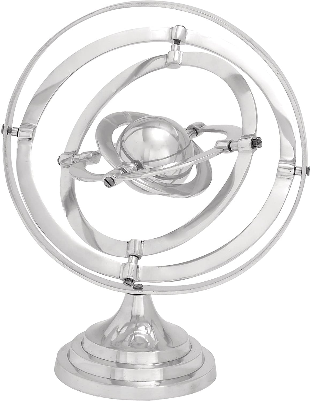 Deco 79 28336 Aluminum Armillary with 12-Inch Nautical Maritime Decor, 15-Inch