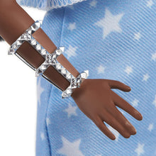 Load image into Gallery viewer, Barbie Fashionistas Doll with 2 Twisted Braids &amp; Prosthetic Leg Wearing Star-Print Dress, White Shoes &amp; Arm Bracelet, Toy for Kids 3 to 8 Years Old