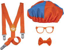 Load image into Gallery viewer, Blippi Costume Roleplay Accessories, Perfect for Dress Up and Play Time - Includes Iconic Orange Bow Tie, Suspenders, Hats and Glasses, for Young Children and Toddlers - Roleplay Set