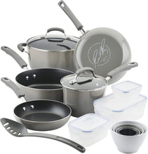 Load image into Gallery viewer, Rachael Ray Nonstick Cookware Pots and Pans Set with LocknLock Containers