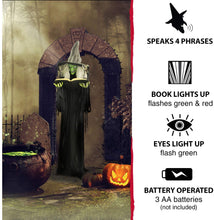 Load image into Gallery viewer, Haunted Hill Farm HHWITCH-9FLS Life-Size Animatronic Witch, Indoor/Outdoor Halloween Decoration, Multi