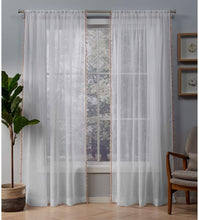 Load image into Gallery viewer, Exclusive Home Tassels Applique Bordered Textured Sheer Window Curtain Panel Pair with Rod Pocket