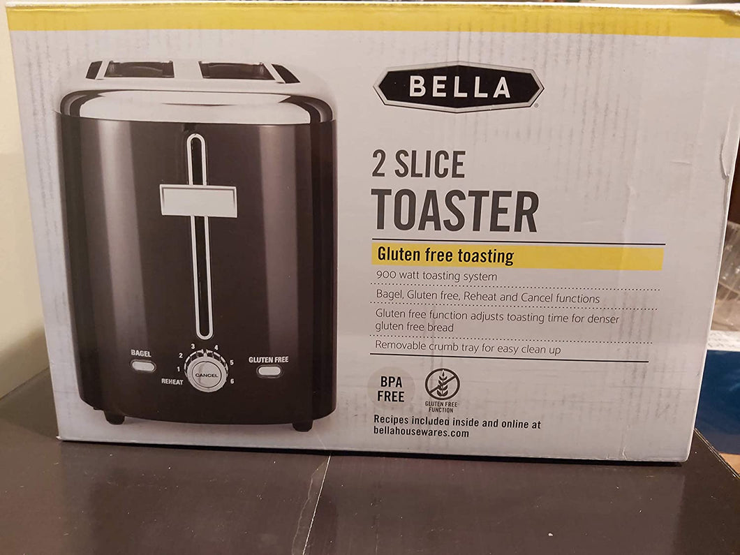 Bella - 2-Slice Extra-Wide/Self-Centering-Slot Toaster - Black With Stainless Steel Accents