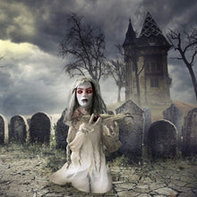 Load image into Gallery viewer, Haunted Hill Farm HHFJGIRL-1LSA 33 in. Animotronic Groundbreaker Zombie, Indoor/Outdoor Halloween Decoration, Multi