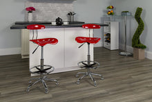 Load image into Gallery viewer, Flash Furniture Vibrant Red and Chrome Drafting Stool with Tractor Seat