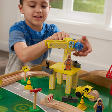 Load image into Gallery viewer, KidKraft Waterfall Mountain Wooden Train Set &amp; Table with 120 Pieces, 3 Storage Bins, Gift for ages 3+