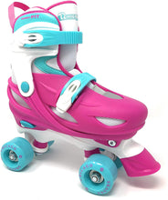 Load image into Gallery viewer, Chicago Skates Girls Adjustable Junior Quad Skates - Pink/White/Teal - Small Sizes J10-J13