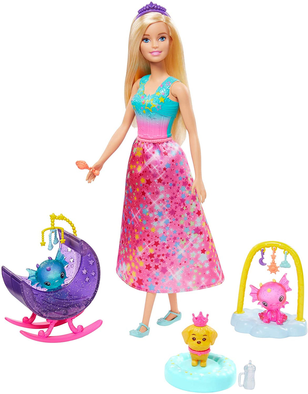 Barbie Dreamtopia Dragon Nursery Playset with Barbie Princess Doll, Baby Dragons, Cradle and Accessories, Multi
