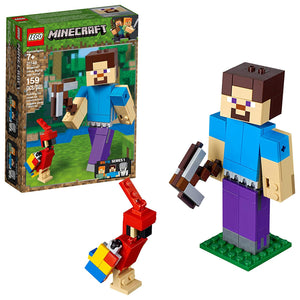 LEGO Minecraft Steve BigFig with Parrot 21148 Building Kit , New 2019 (159 Piece)