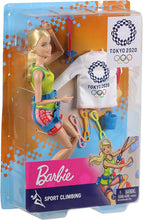 Load image into Gallery viewer, Barbie Olympic Games Tokyo 2020 Sport Climber Doll with Uniform, Tokyo 2020 Jacket, Medal, Harness, Weight and Climbing Clips for Ages 3 and Up