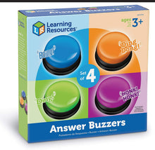 Load image into Gallery viewer, Learning Resources Answer Buzzers, Set of 4 Assorted Colored Buzzers, Game Show Buzzers, 3-1/2in, Multicolor, Ages 3+