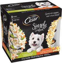 Load image into Gallery viewer, Cesar SIMPLY CRAFTED Adult Wet Dog Food Cuisine Complement Variety Pack –Chicken, Carrot, Potato and Peas, and Chicken, Sweet Potato, Apple, Barley and Spinach 1.3 Ounce Tubs (8-Pack)