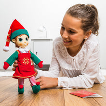 Load image into Gallery viewer, Portable North Pole Do-Good Elf Plush Toy Red with Personalized Video Messages from Santa