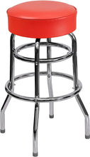 Load image into Gallery viewer, Double Ring Chrome Barstool with Black Seat