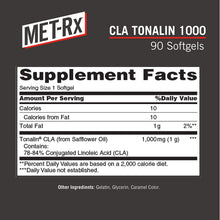 Load image into Gallery viewer, MET-Rx CLA Tonalin 1000 Supplement, Supports Weight Loss and Toning, 90 Softgels