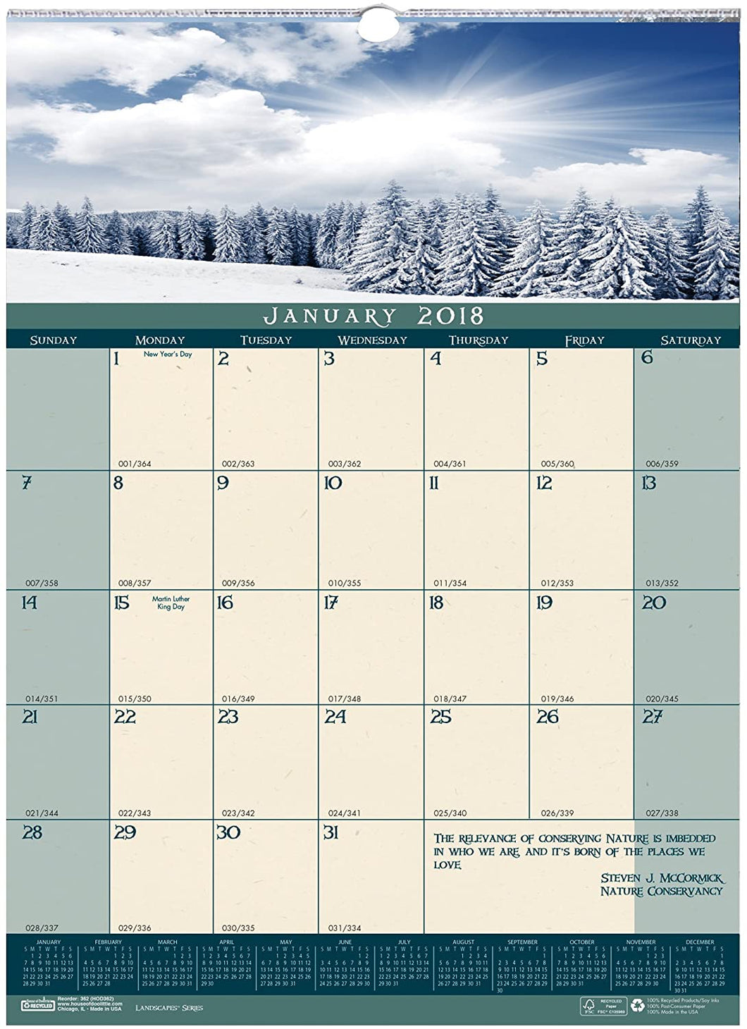 House of Doolittle 2018 Monthly Wall Calendar, Landscapes, 12 x 16.5 Inches, January - December (HOD362-18)