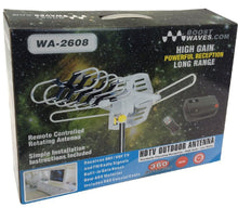 Load image into Gallery viewer, BoostWaves Supreme Amplified Outdoor Remote Controlled HDTV UHF VHF Antenna FM Radio 360 Degree Motorized Rotation Kit with 50ft RG6 and Clips Works UP to 2 TV&#39;s- Premium Flagship Model!