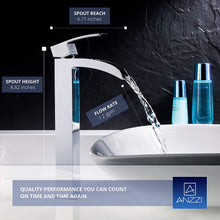 Load image into Gallery viewer, Modern Tempered Glass Vessel Square Sink with Single Hole in Blazing Blue and Single Handle Key Bathroom Sink Faucet in Polished Chrome | Viace LSAZ056-097 by ANZZI