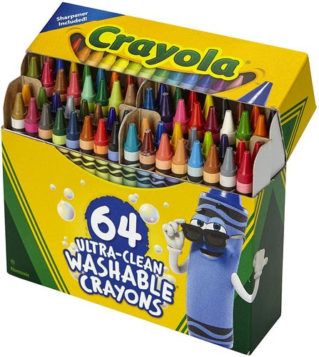 Crayola 52-3287 Ultra Clean Washable Crayons, 64 Classic Colors with Built in Sharpener Assorted, Standard