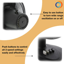 Load image into Gallery viewer, Comfort Zone CZ121 3-Speed 12-inch Oscillating Table Fan with Adjustable Tilt