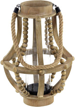 Load image into Gallery viewer, Deco 79 Rustic Wood and Glass Candle Lantern, 10&quot;W x 16&quot;H, Beige, Black, Clear