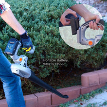 Load image into Gallery viewer, Ukoke U03LB Cordless Electric Power Leaf Blower, Portable Handheld Battery Operate, 40 MPH to 130 MPH, Silver &amp; Black 20V 2A Battery &amp; Charger Included