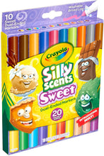 Load image into Gallery viewer, Crayola Silly Scents Dual Ended Markers, Sweet Scented Markers, 10 Count, Gift for Kids, Age 3, 4, 5, 6, Multi