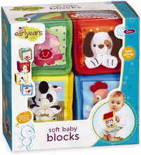 Load image into Gallery viewer, Earlyears Soft Baby Blocks with Pictures Textures, Patterns, and Sounds, Multi (E00300)