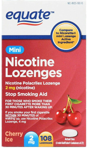 Equate Mini Nicotine Lozenges, Cherry Ice Flavor, 2 mg, 108 Count