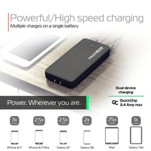 Load image into Gallery viewer, Dual USB Portable Charger - 12,000mAh External Battery Pack - Ultra Slim and Light with Built-in AC Plug and Micro USB Cable - Charges iPhone, Android and More - Pocket Juice by Tzumi
