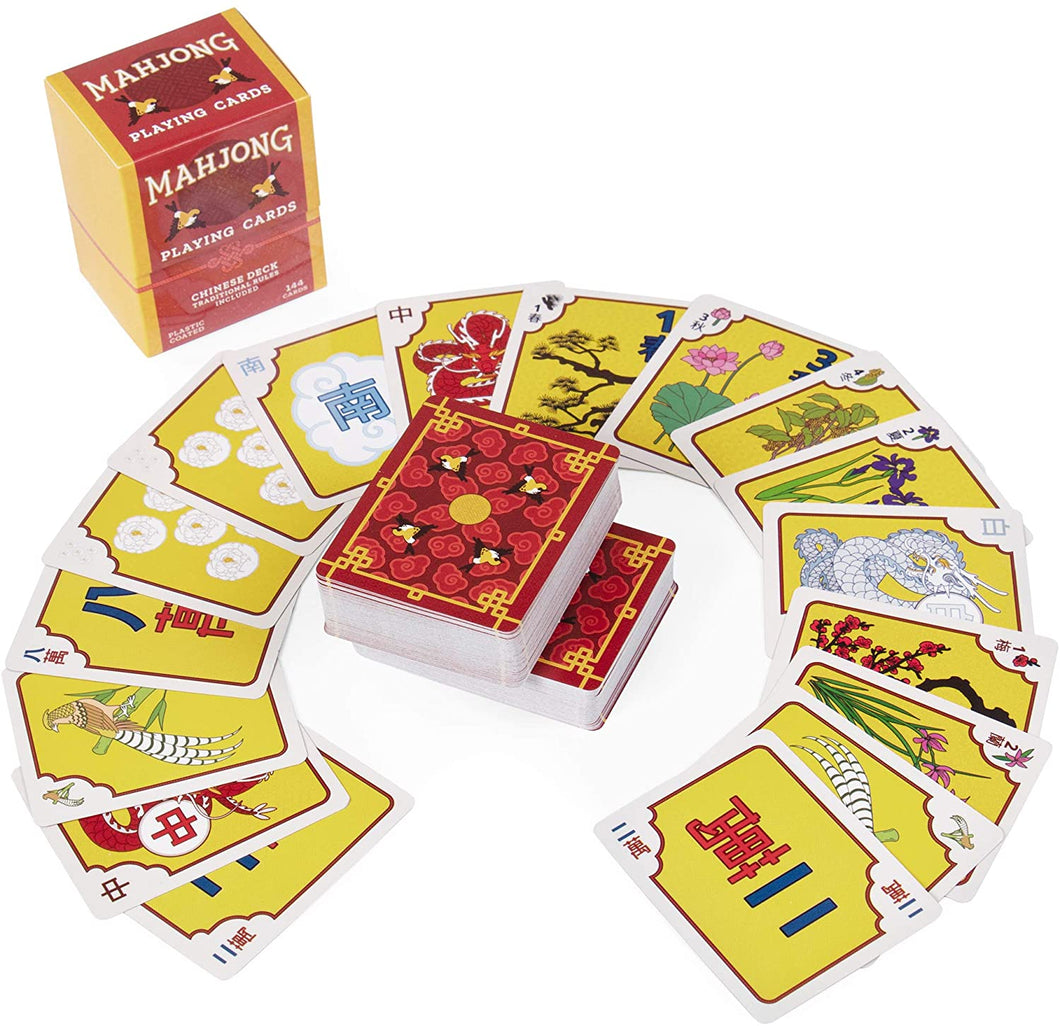 Chinese Mahjong Playing Cards - 144-Card Deck for Traditional Game Play, Includes Rules and Storage Box by Brybelly
