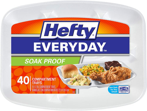 Hefty Rectangular Foam Compartment Party Plates