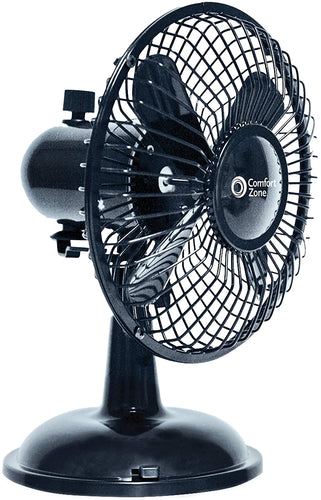 Comfort Zone Oscillating Desk Fan, Black
