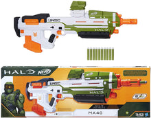 Load image into Gallery viewer, NERF Halo MA40 Motorized Dart Blaster -- Includes Removable 10-Dart Clip, 10 Official Elite Darts, and Attachable Rail Riser