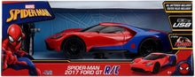 Load image into Gallery viewer, JADA toys Marvel Spider-Man 2017 Ford GT R/C, 1: 16 Scale with USB Charging, 2.4Ghz &amp; Turbo Boost, Red and Blue