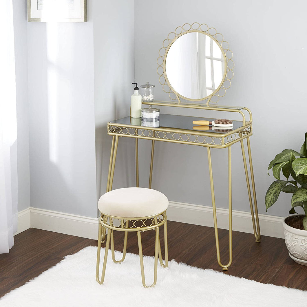 Better Homes and Gardens Mirabella Vanity & Stool, Gold